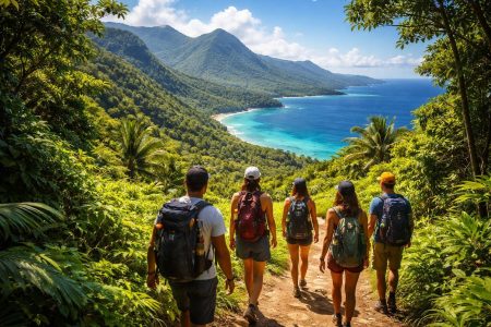 randonneurs-sentier-montagnes-ocean-martinique