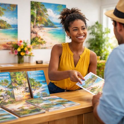 bureau-moderne-affiches-paysages-tropicaux