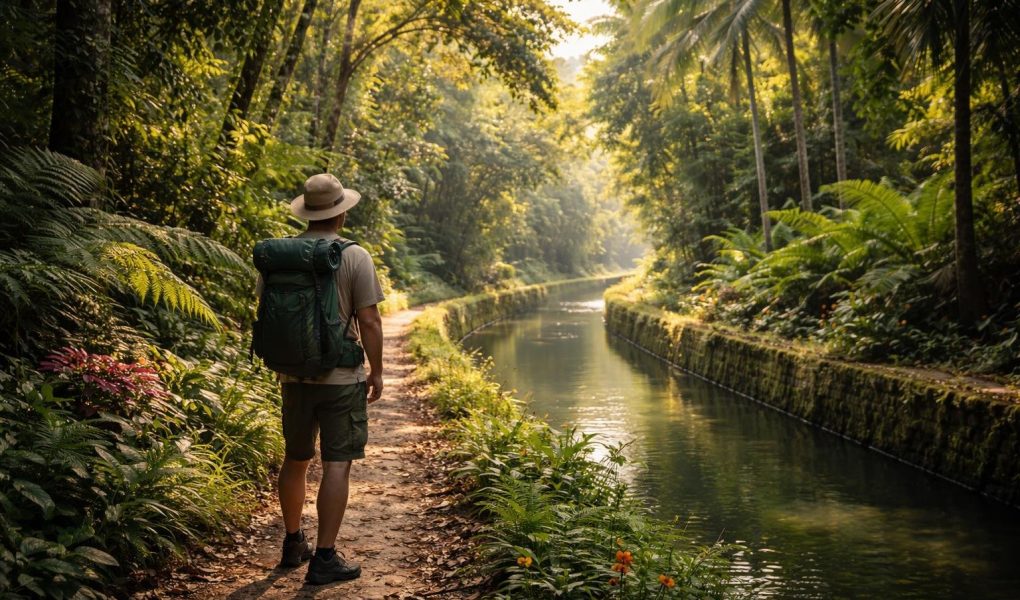 randonneur-sentier-vegetation-canal-lumiere