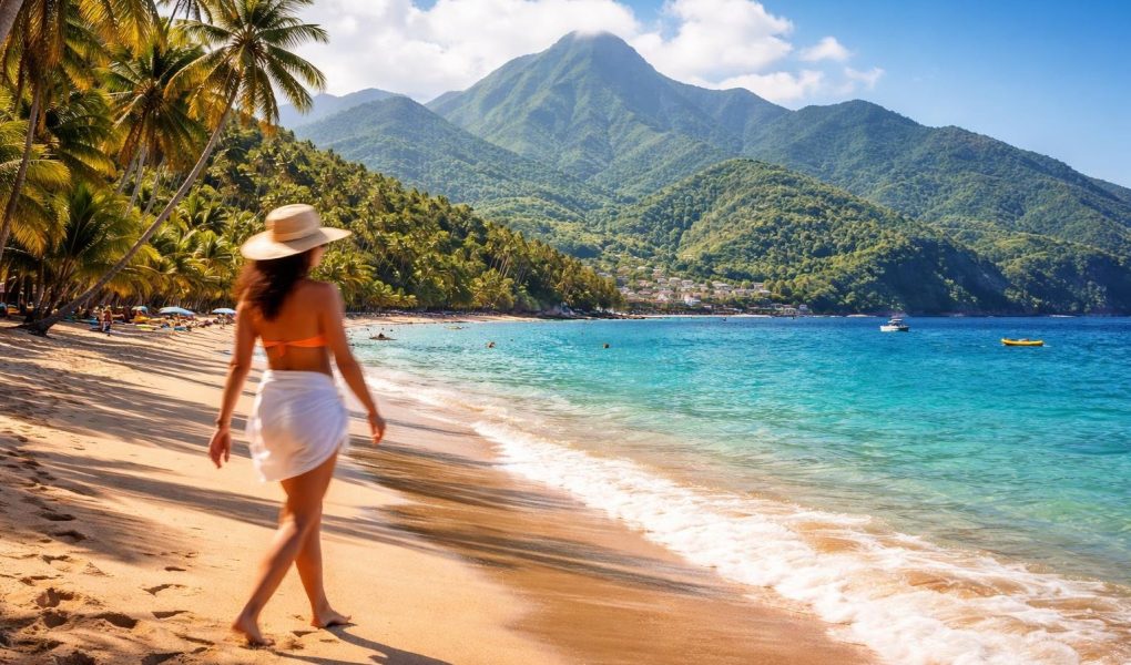 montagnes-luxuriantes-mer-bleu-plage-sable