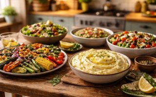 table-bois-plats-colores-cuisine