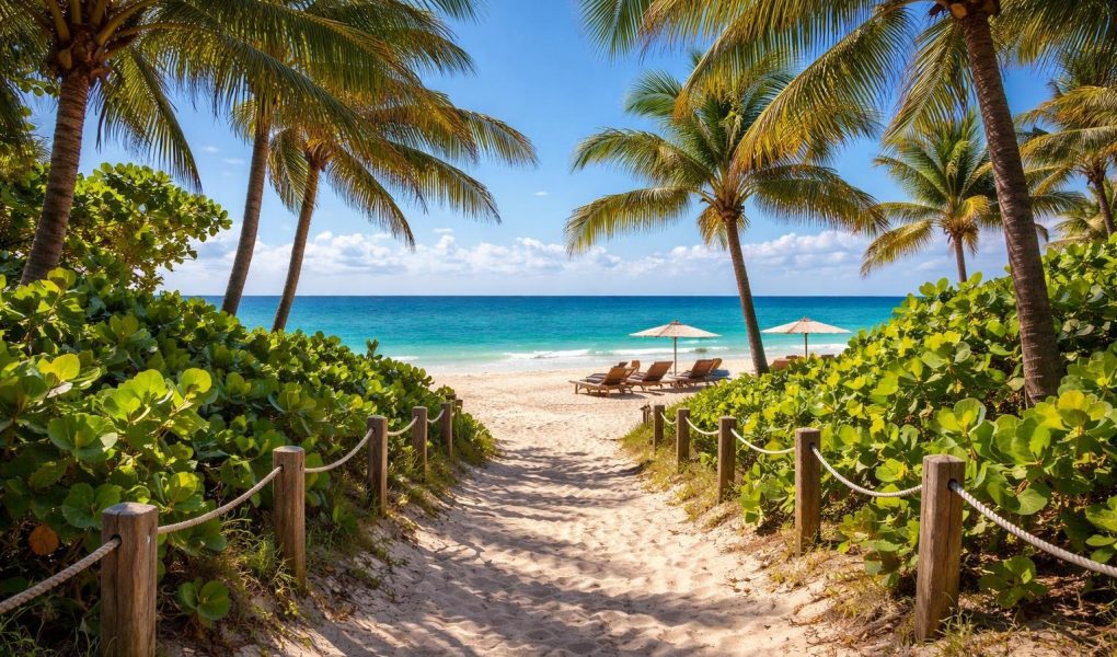 plage-tropicale-palmiers-vagues-transats