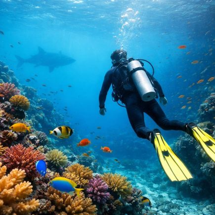 plongeur-recif-poissons-tropicaux-requin