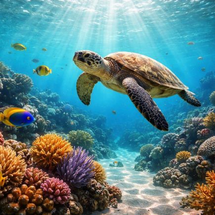 tortue-recifs-coralliens-poissons-tropicaux