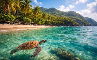 anse-dufour-tortue-mer-palmiers
