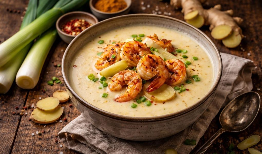 soupe-crevettes-gingembre-table-bois