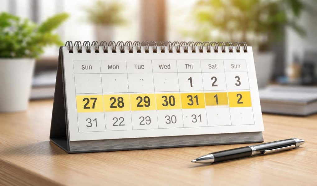 calendrier-bureau-juillet-aout-stylo-environnement-modernes
