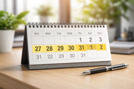 calendrier-bureau-juillet-aout-stylo-environnement-modernes