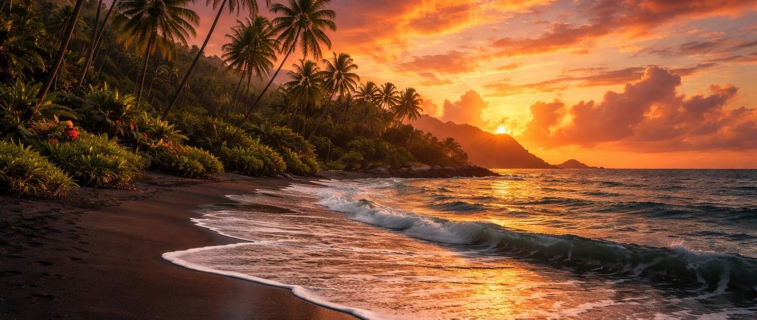 plage-sable-noir-cocotiers-coucher-soleil